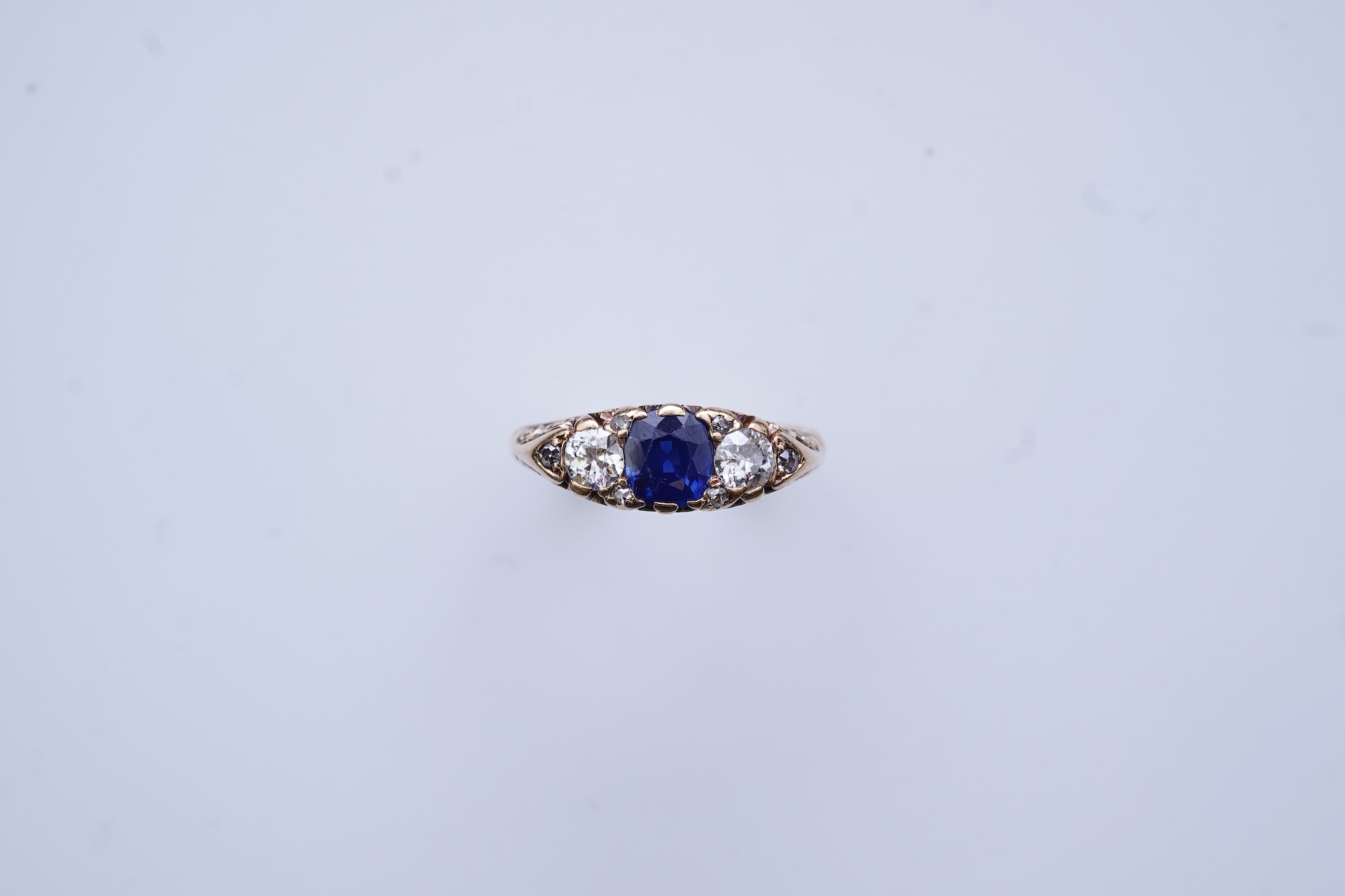 A sapphire and diamond ring, circa 1902